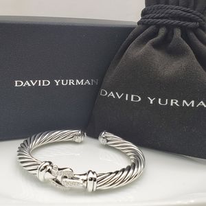 David Yurman 7mm Cable buckle w/diamonds b…